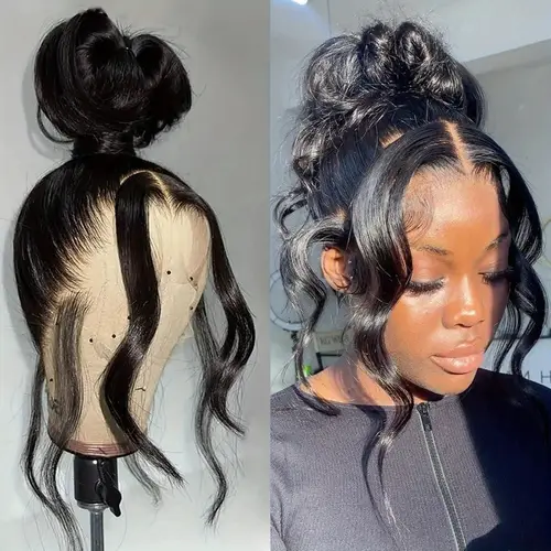 360 lace front wig human hair body wave hd transparent lace with baby hair for women 180 density natural versatile styling options