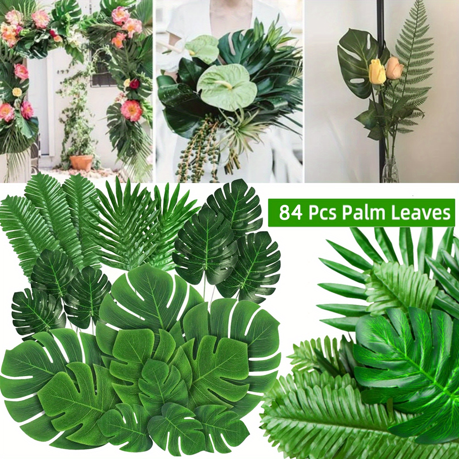 50 Pcs Easter Artificial Palm shops Leaves Large Tropical Green Leaves Plastic