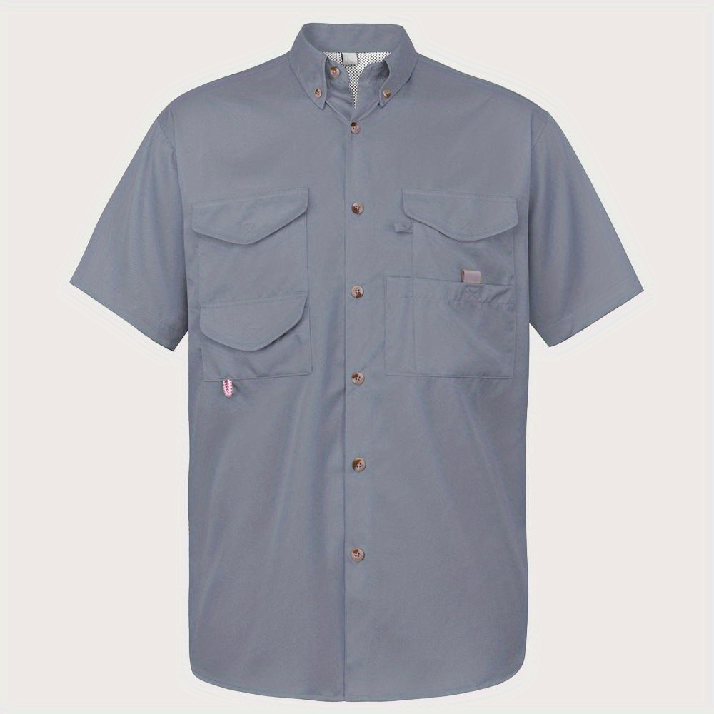 

Sanopy Men's Short Sleeve Fishing Shirt Moisture Wicking Fabric Sun Protection Casual Button Shirt