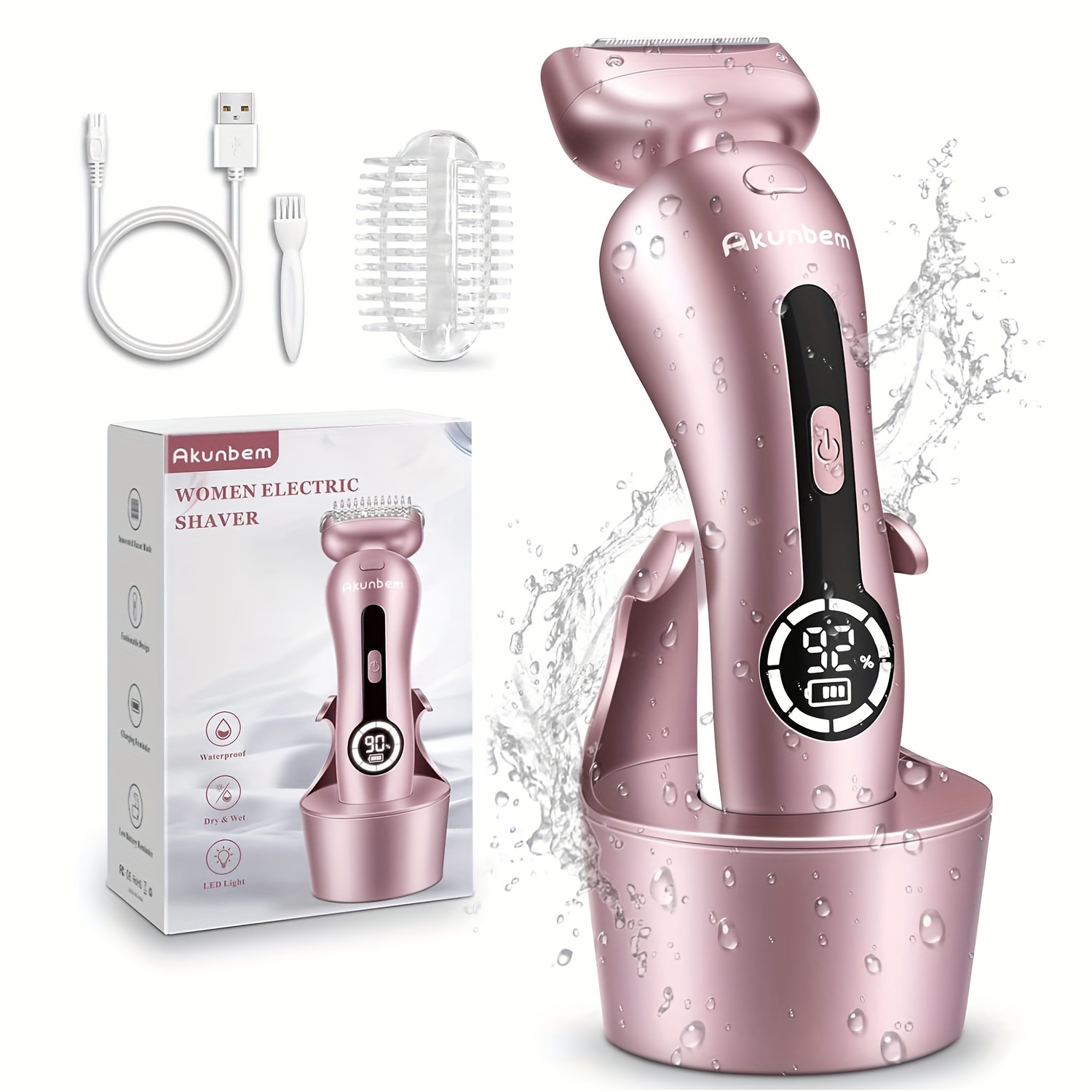 

Electric Rechargeable Women's Shaver - Cordless Trimmer For Legs, Ipx7 Waterproof, Bikini, Underarm, And Public Hairs - Wet/dry Use, Detachable Head, And For Ideal New Year Gift