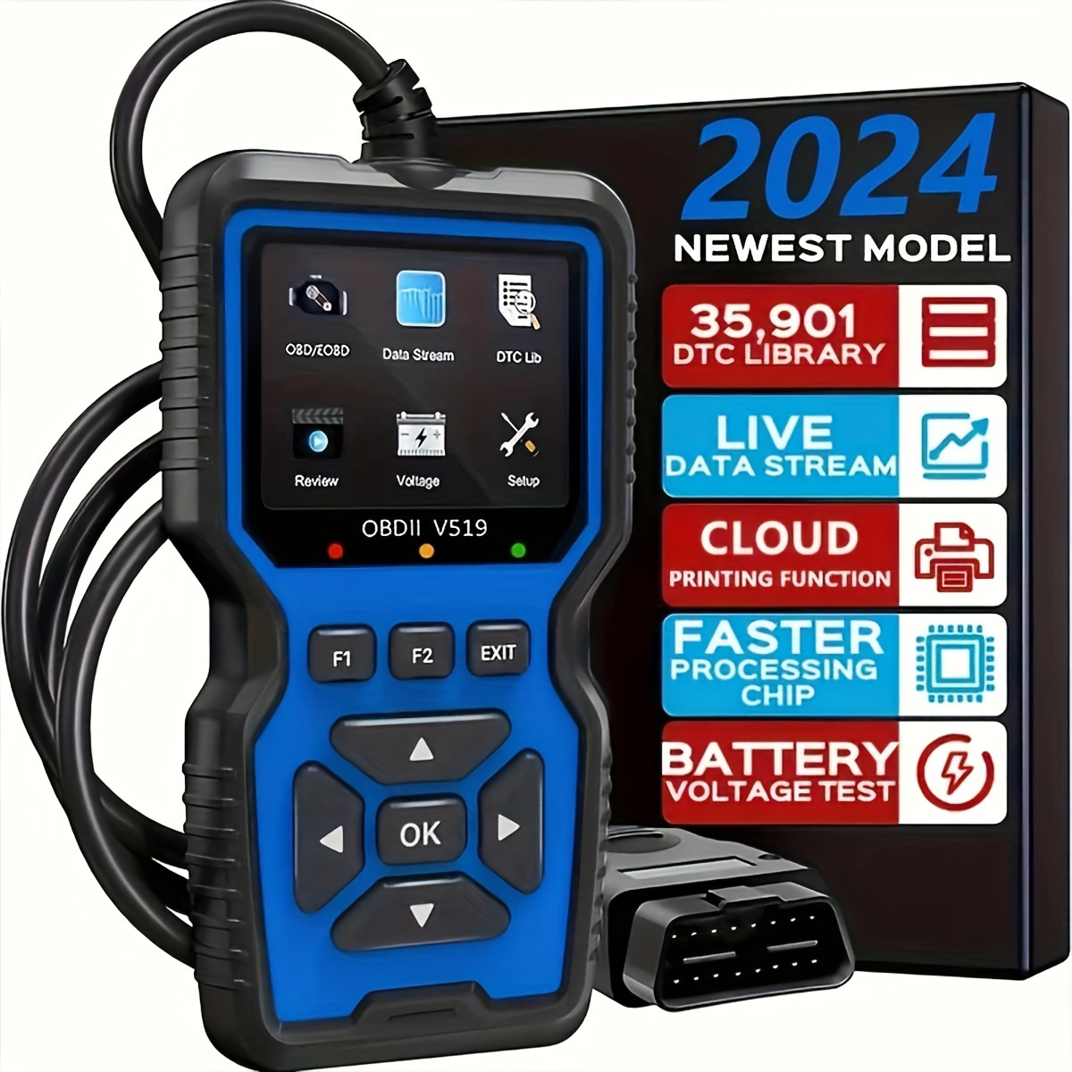 

2024 Obd2 Scanner - Fit For 1996+ Vehicles, Diagnostic Tool With Code Reading, & Mode 6/8 Support