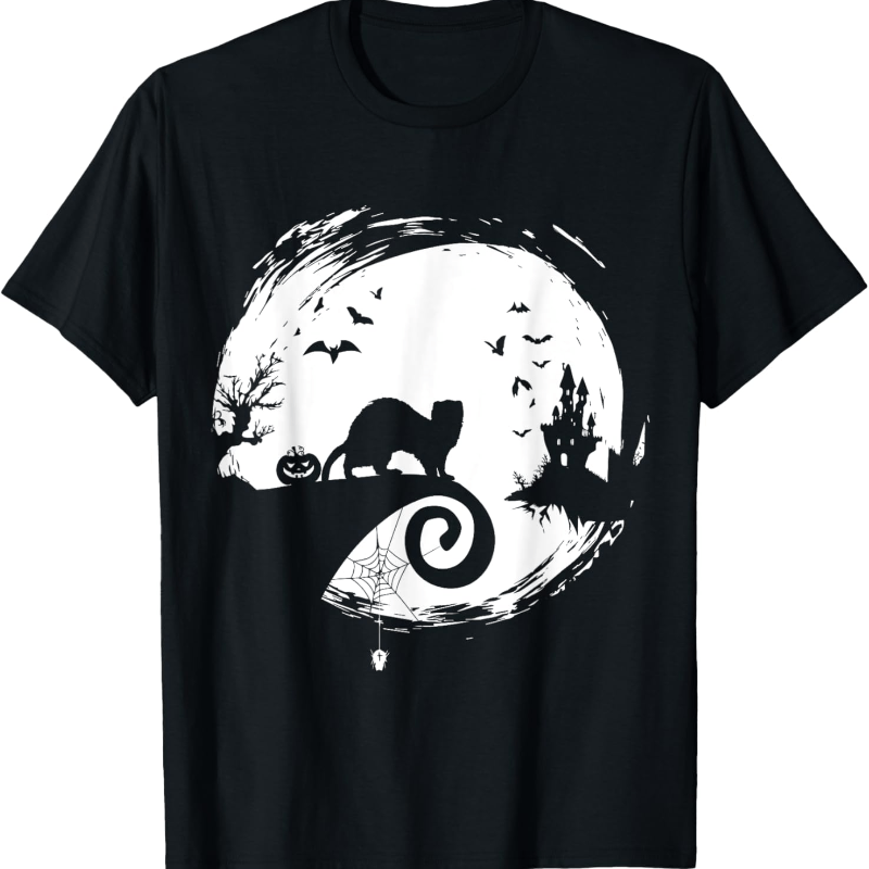 

Ferret Costume Moon Silhouette Creepy Horror T-shirt