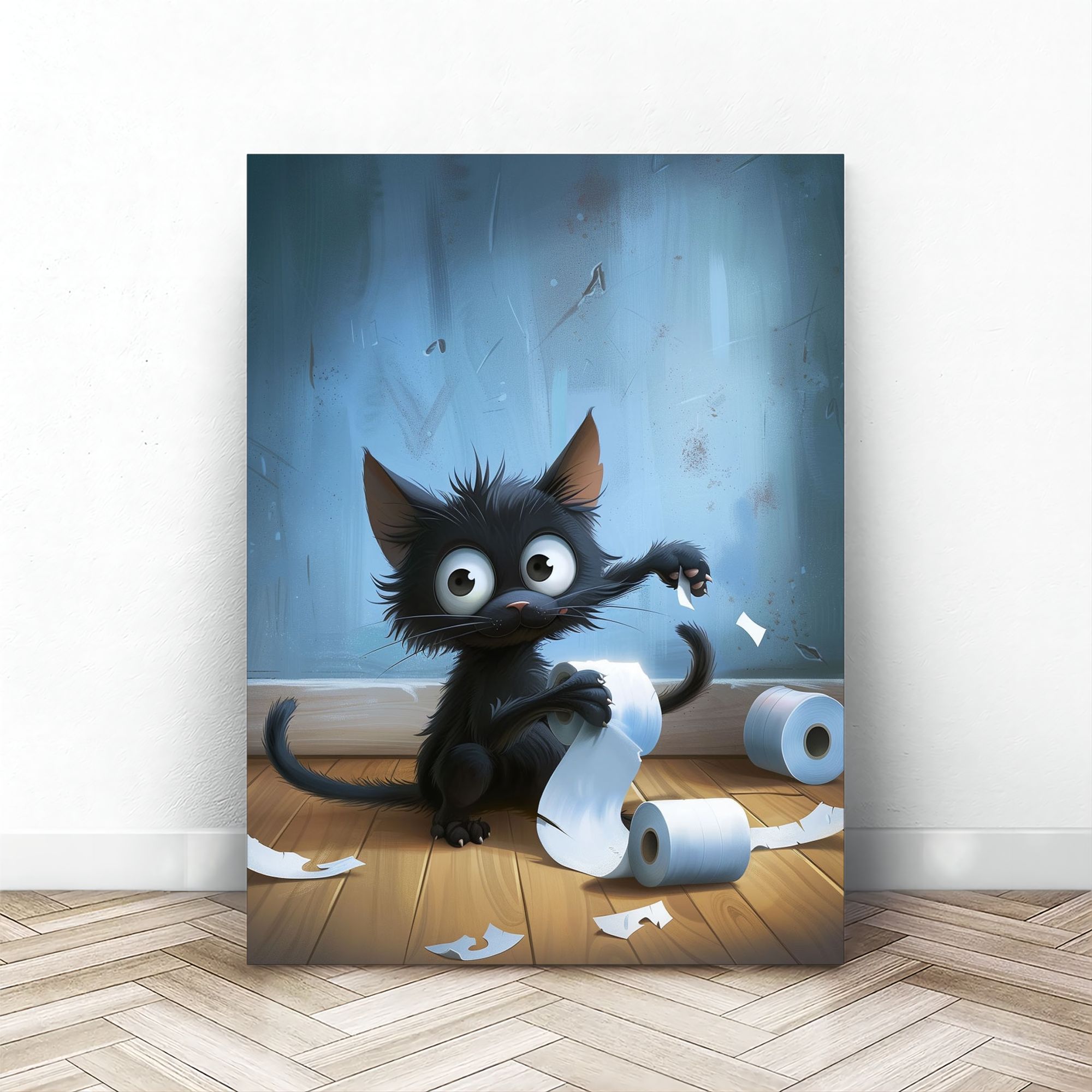 

1pc, Black Cat With Toilet Paper Rolls Canvas Art, 11.8x15.7 Inches, Wooden Framed Wall Decor For Living Room, Thanksgiving, Christmas, , Mardi Gras, Bachelor Party