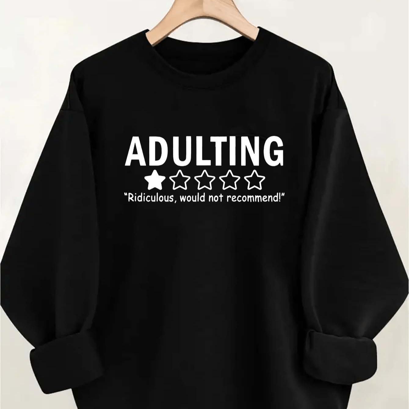 

Adulting Graphic Print Casual Sweatshirt - 100% Polyester Knit Fabric, Crew Neck Pullover With Slight Stretch, All-season Long Sleeve Active Top For Adults