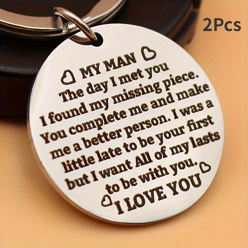 

2pcs Steel Keychain For Husband, "" I You Engraved, For , 's Day,