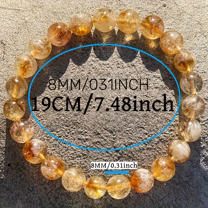 1pc natural topaz bead bracelet for men 8mm elastic handmade