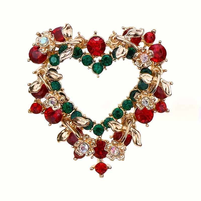 

1pc Christmas Wreath Brooch Pin Luxury Rhinestone Collar Lapel Pin Cardigan Shawl Scarf Buckle Clip Merry Christmas Party Favors Accessory Jewelry Gift