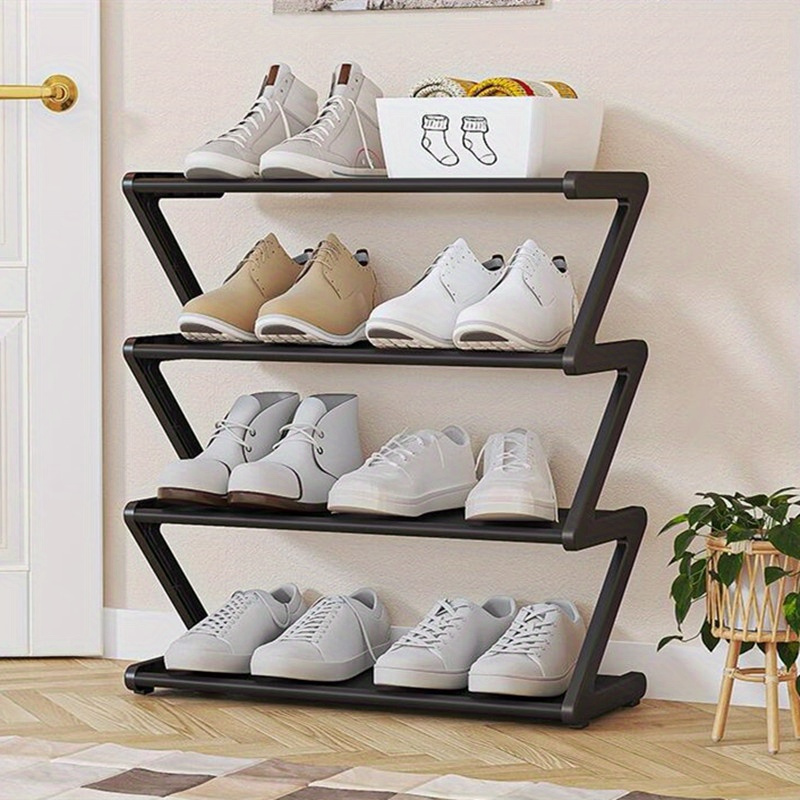 

4 Tier Shoe Rack Organizer -standing Shoe Rack For Closet, Hallway, Front Door Entryway, Bedroom Floor - Space Saving Shoe Organizer With Sturdy Frame - Shoe Storage Solution