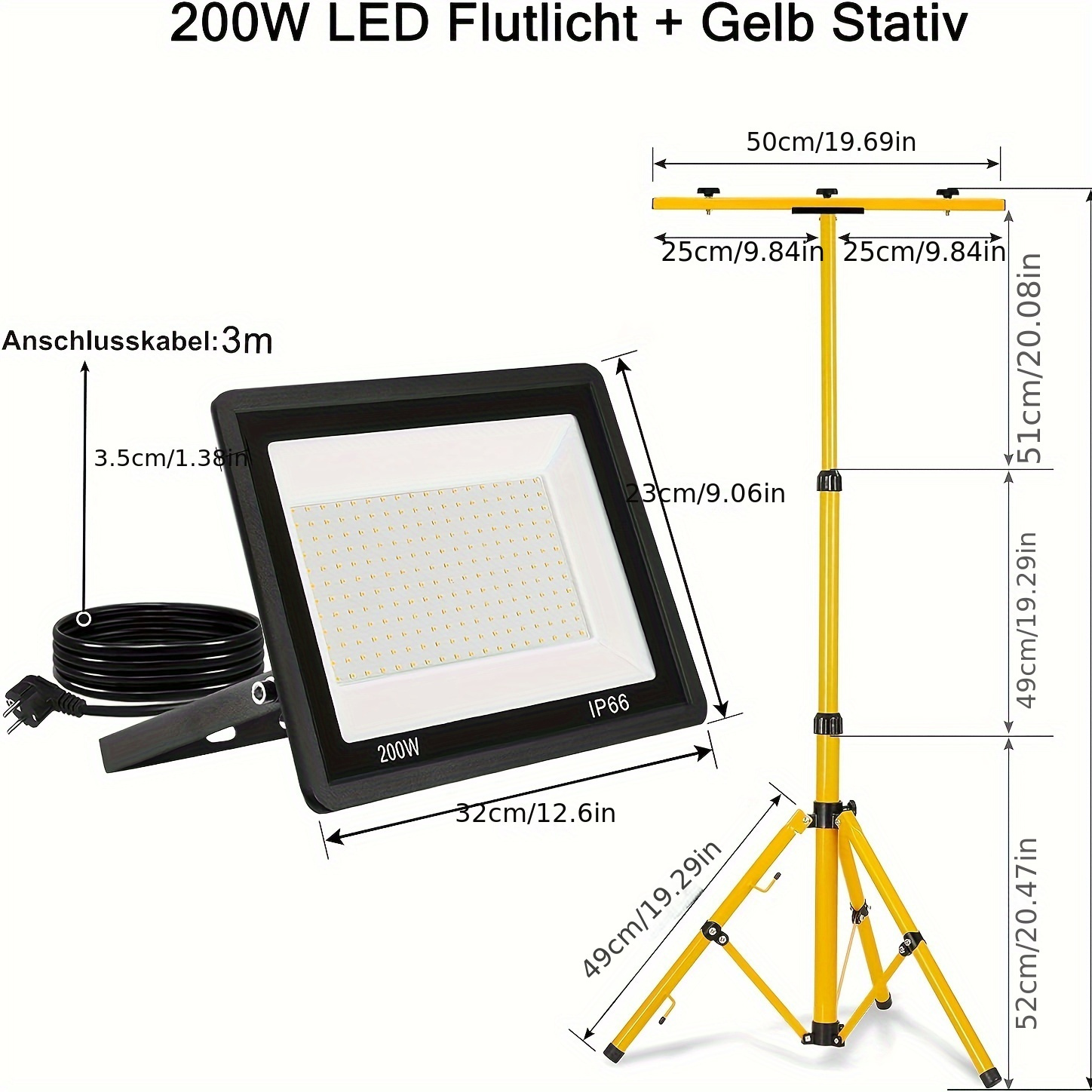 TEMU Led Construction Spotlight Spotlight Floodlight With Tripod Spotlight Work Light Construction Light Floodlight