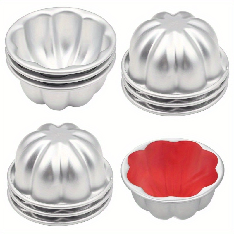 

5pcs Aluminum Pudding Cup Mold Set - , Oven-safe Flower Shaped Baking Cups For Cakes And - Ideal For Christmas, Birthdays, Kitchen Use - Cake Baking Supplies, Jelly Molds