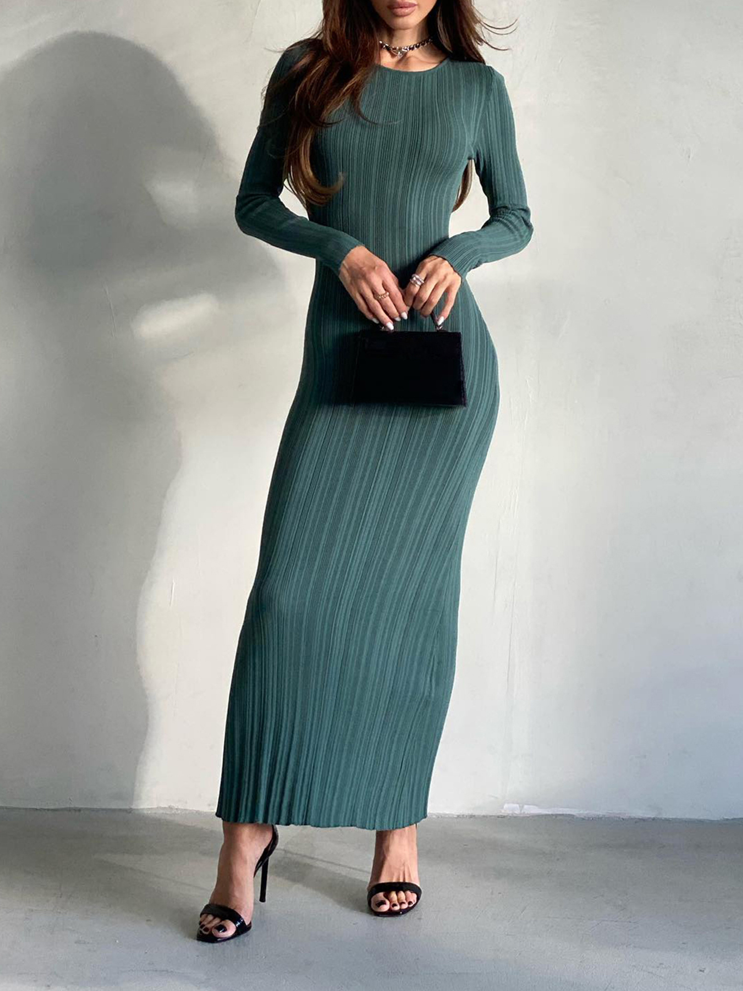 mother of the groom long sleeve dresses Square Neck Sheath Dark Navy Long Sleeve Mother of The Bride Dresses