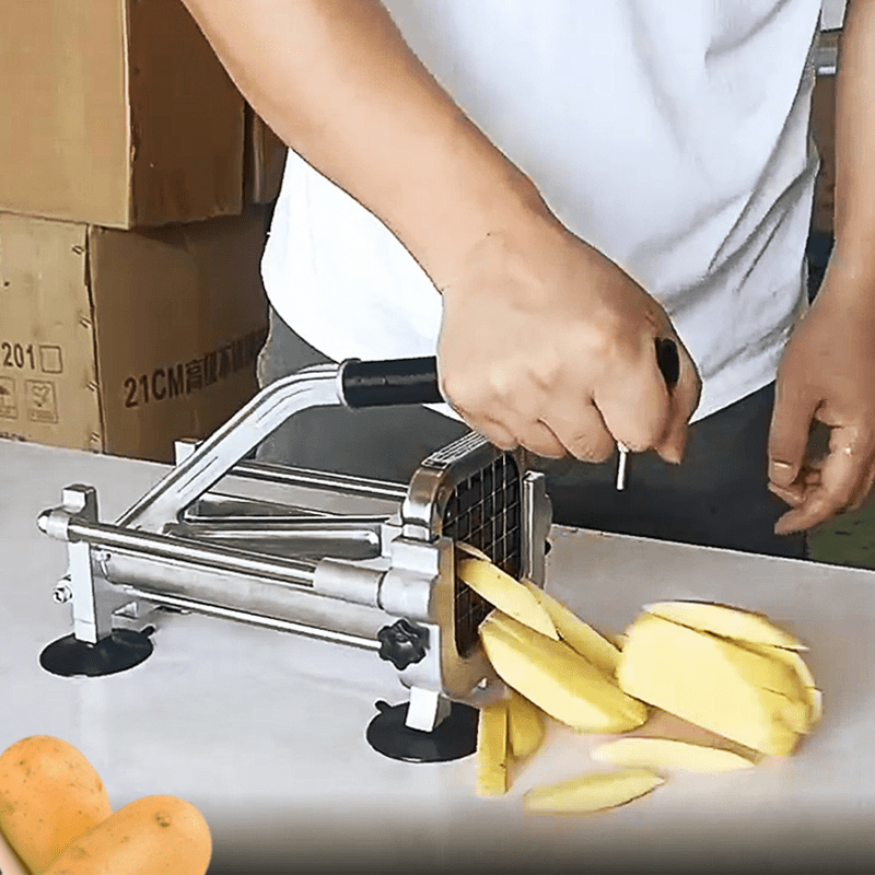 1pc stainless steel manual potato cutter 1 2   8 blade chip slicer for whole potatoes carrots   commercial kitchen gadget no electricity needed chip cutters details 3