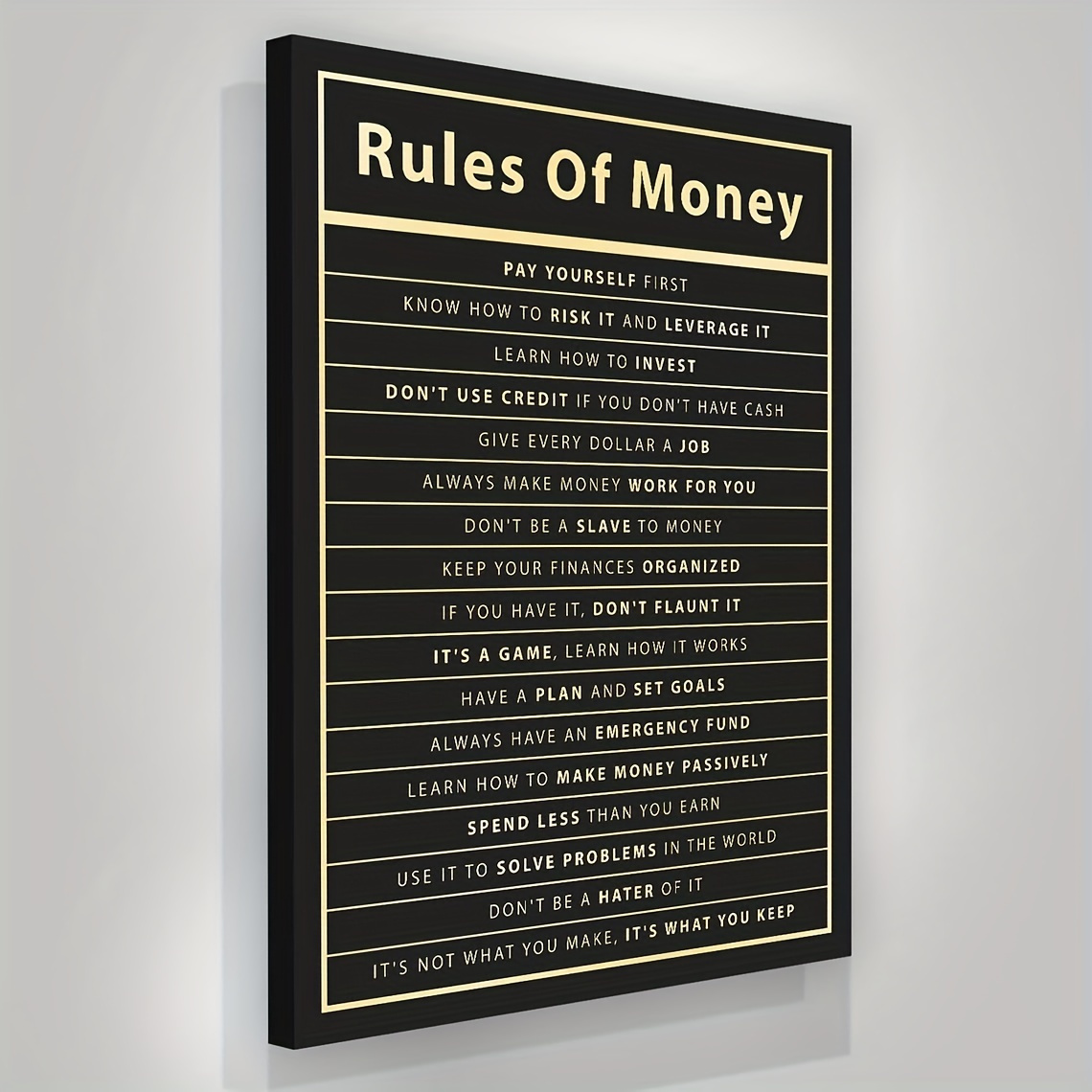 TEMU 1pc Framed Financial Motivation & Upliftment Quote Wall Art - Modern Framed Canvas Poster 15.7x11.8 Inches (40x30cm) For Home Office, Living