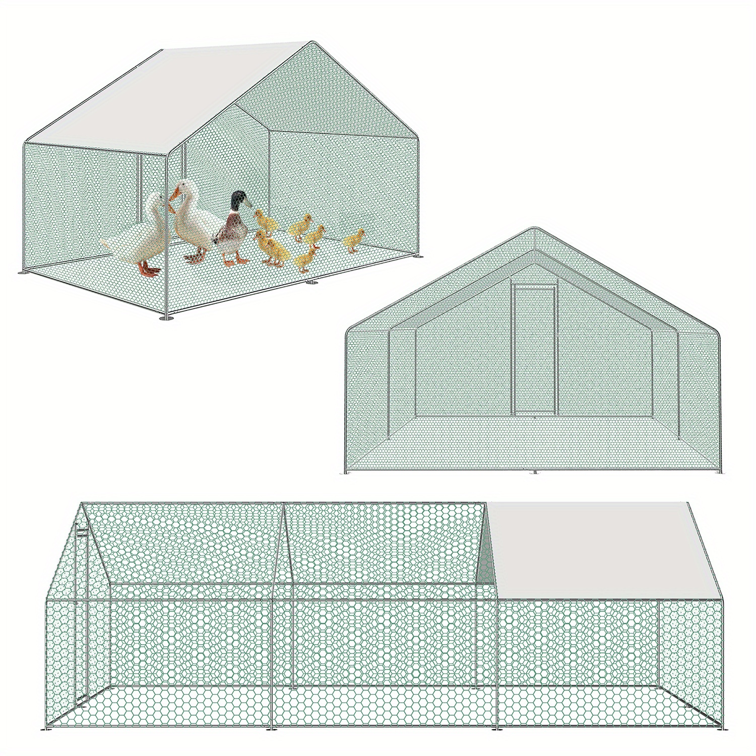 

Chicken Coop Animal Enclosure Free-range Enclosure Animal Run With Pe Shade Roof, Galvanized Steel Frame, External Fence Used For Chickens, Poultry Houses, Small Animals