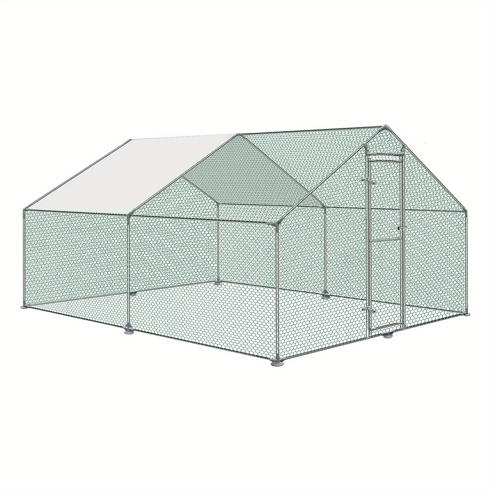 Chicken Coop Animal Enclosure Free-range Enclosure With Pe Shade Roof, Galvanized , External Fence Used For Chickens, Poultry Houses, Small Animals