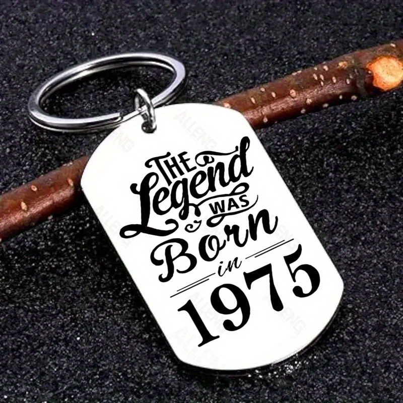 

Alleng Stainless Steel Keychain, " Was Born In 1975" Engraved - Durable Happy Birthday Accessory Gift For Men And Women