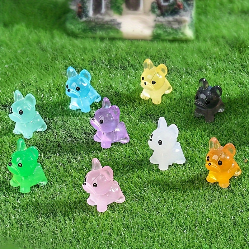 

20pcs -the-dark Bulldog Miniatures - Resin Statues For Fairy Gardens & Micro , Battery-free Outdoor Decor