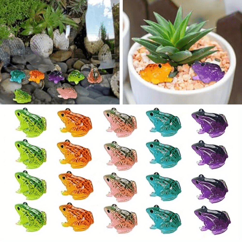 20pcs mixed color cute colorful luminous frog statues   diy crafts home decoration and fairy garden wechat landscape micro landscape luminous   ornaments accessories moss small fish tank landscaping resin crafts desktop small or