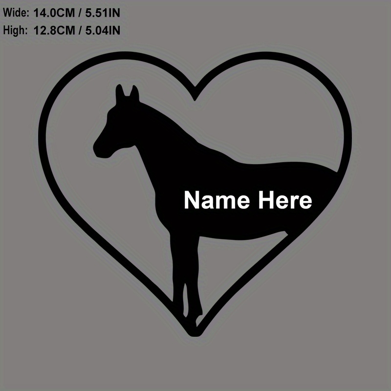 

Customizable Black Horse Heart Vinyl Decal - Personalized Text, Matte Finish For Car & Truck Windows, Durable Die-cut Sticker