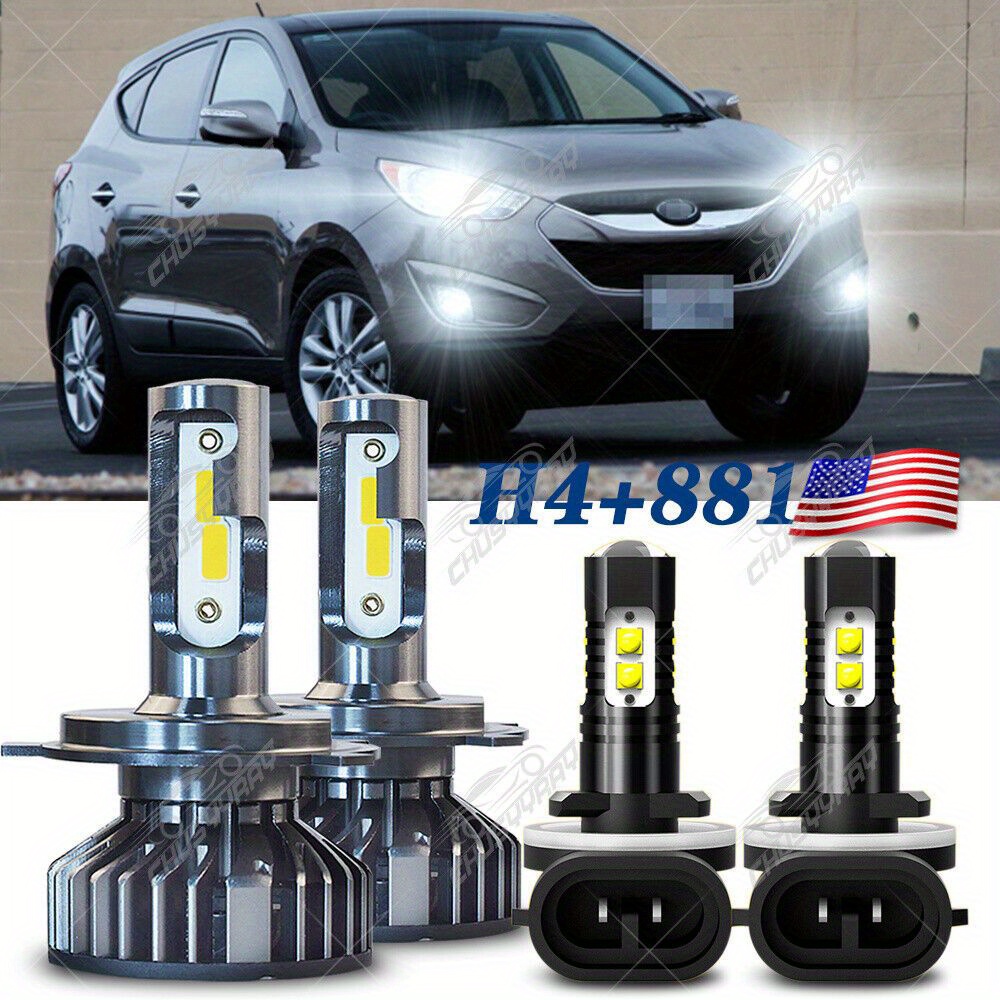 

4pcs Led Headlight+fog Bulbs H4/ 9003 881 2010-2013 6000k 55000lm