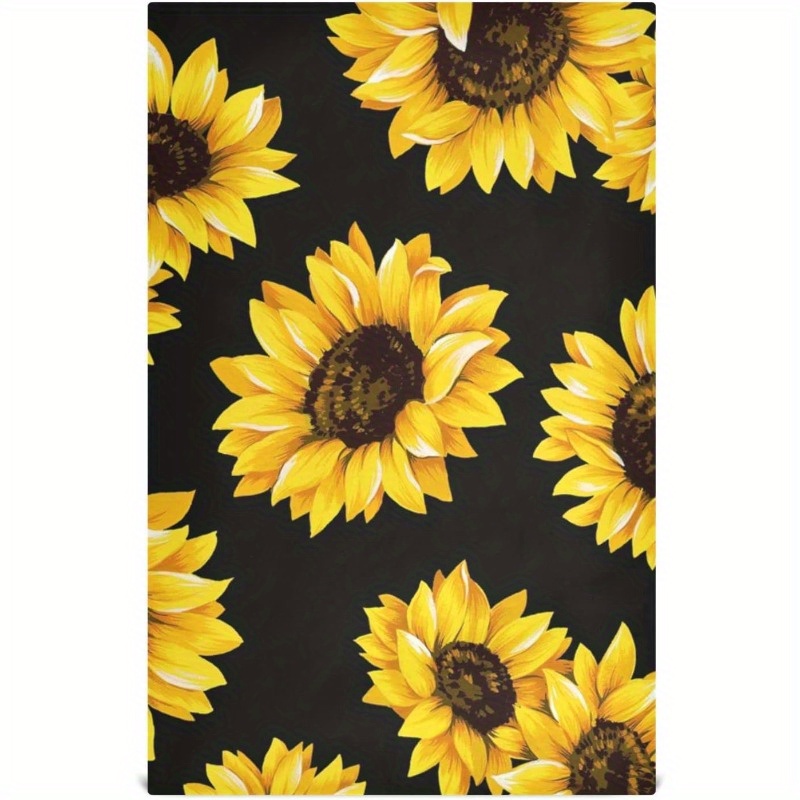 

Sunflower Kitchen Towels Set Of 1 - 18x26 Inch, Super Soft Polyester, Contemporary Woven Fantasy Floral Design, Oblong Dish Cloths, Machine Washable, Quick- Towel