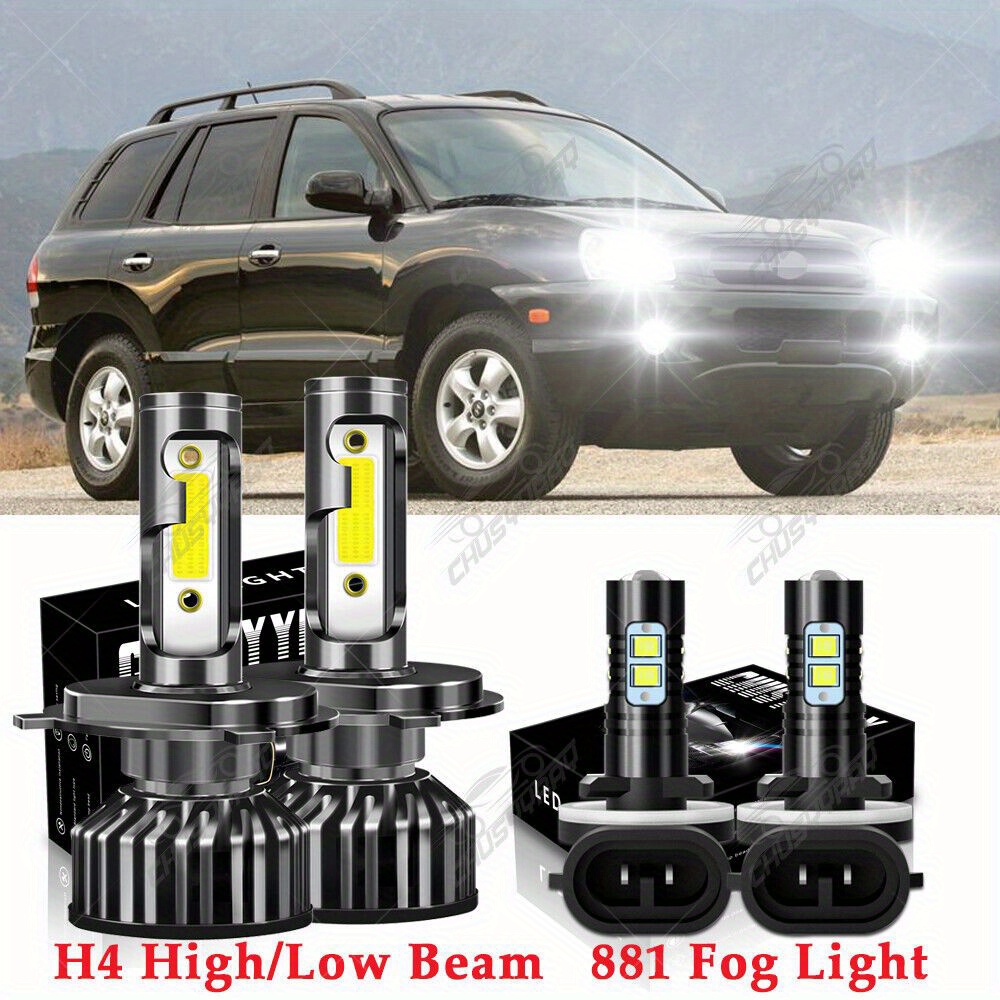 

2002-2006 9003 H4 880/ 8001 Led Headlight+fog Bulbs 6000k 58000lm, Of 4