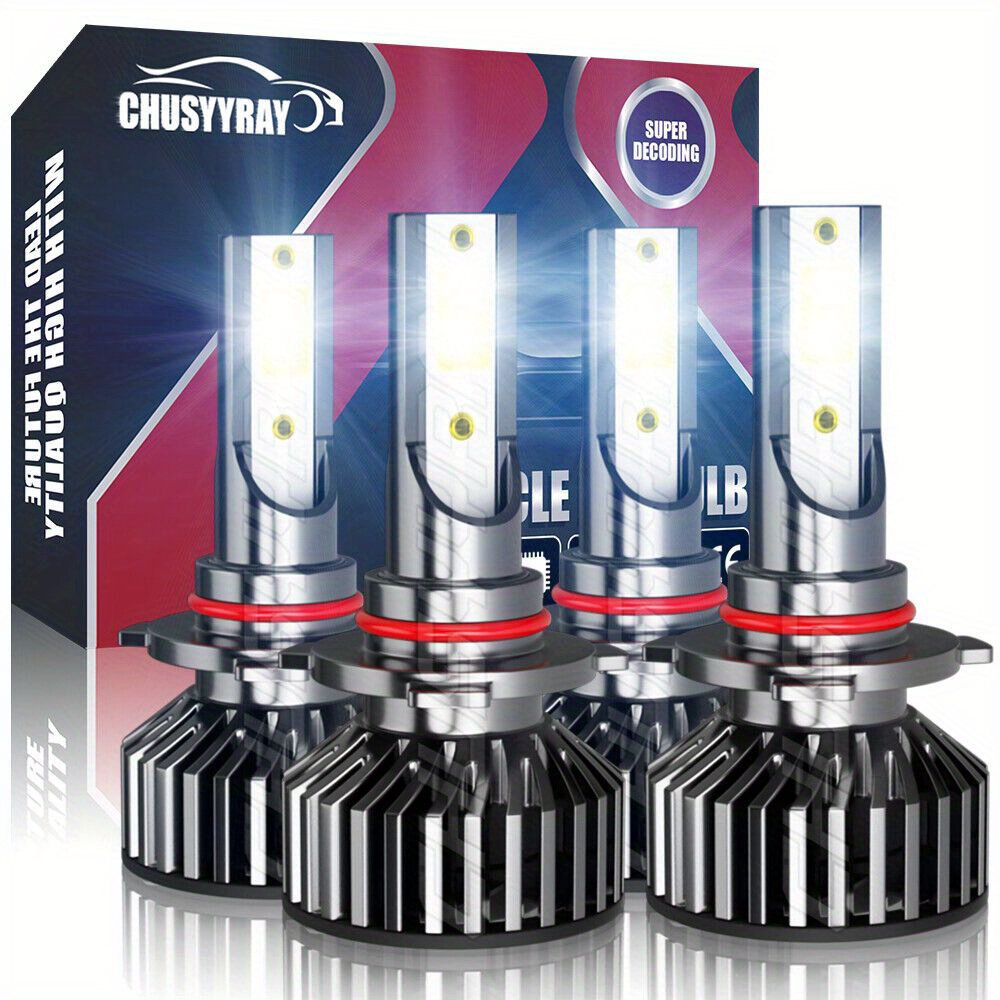 

4pcs 9005+9006 Led Headlight High Power High/ Low Beam Bulbs Fit For Toyota Corolla 2001-2013 6000k White 60000lm, Without Battery