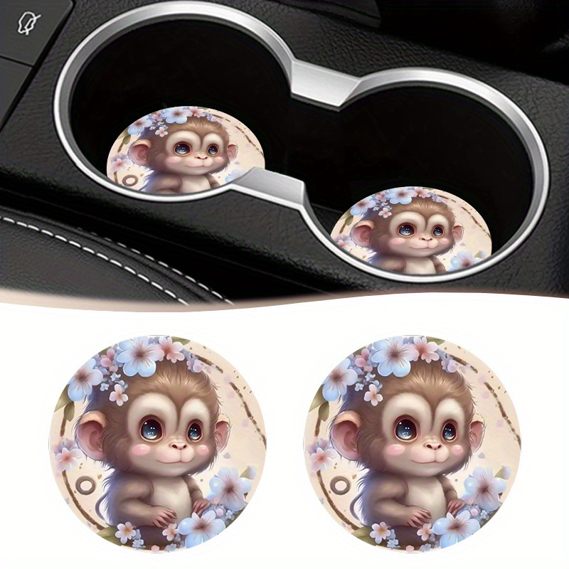 

2-piece Adorable Monkey Design Eva Coaster Set - Non-slip, Heat-resistant For Restaurant, Office, And Bar Decor