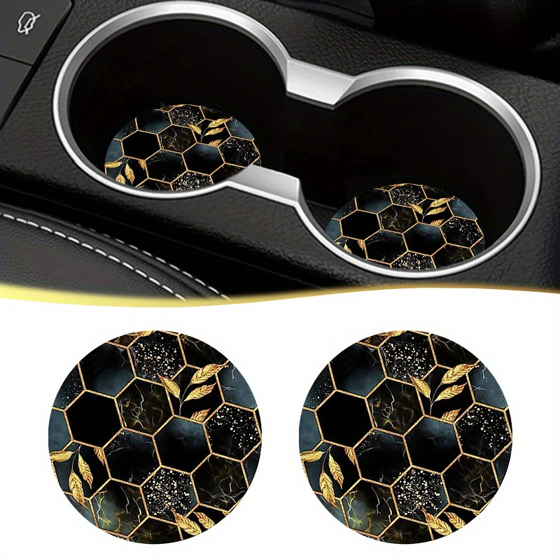 

2pcs/set Honeycomb Pattern Car Coasters, High Quality Eva Dining Table Coasters, Men's And Women' Interior Accessories