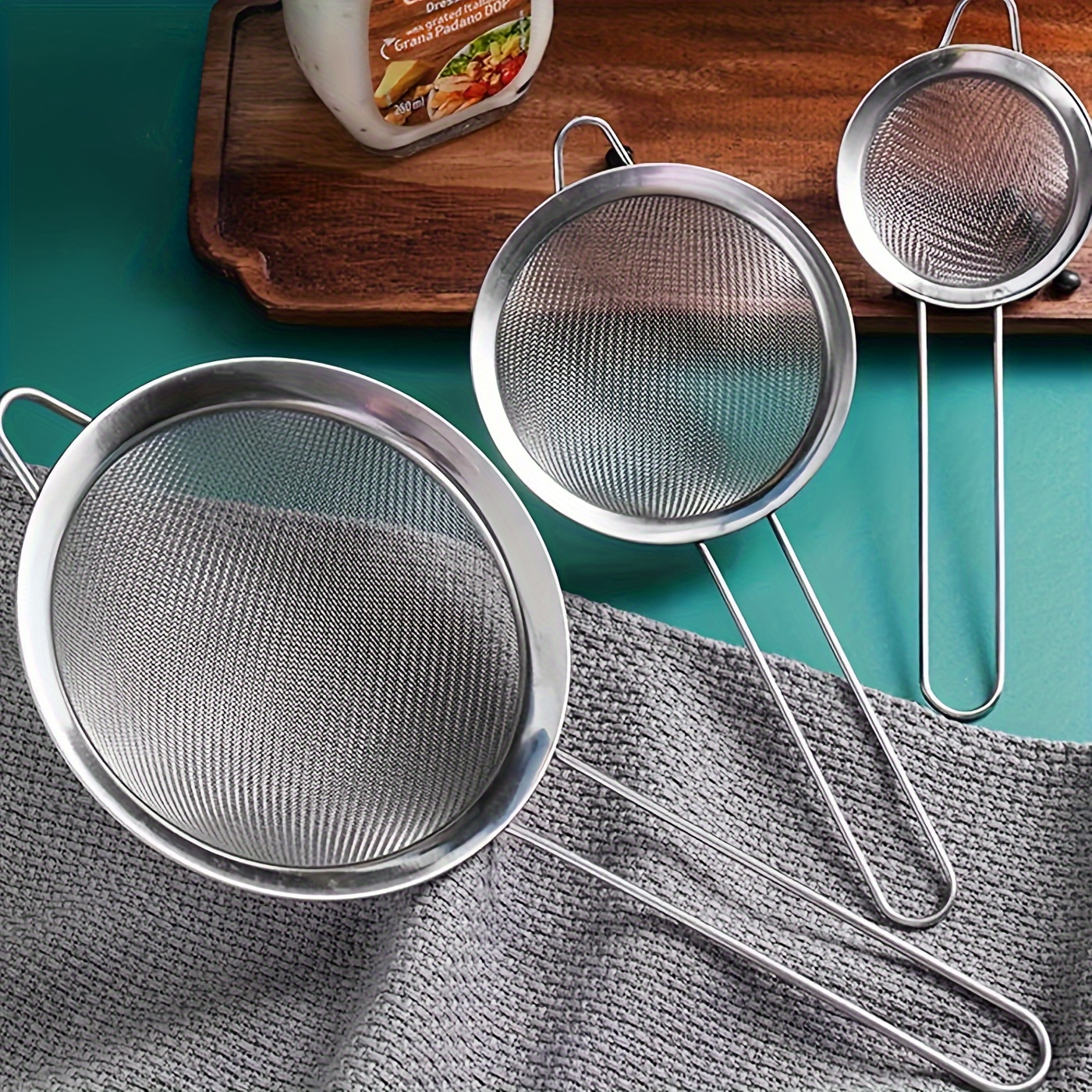 

3-piece Fine Mesh Stainless Steel Strainer Set - Durable, Rust-resistant Skimmers With Comfort Grip Handles - Essential Kitchen And Baking Tools For Smooth Sauces & Flour Sifting