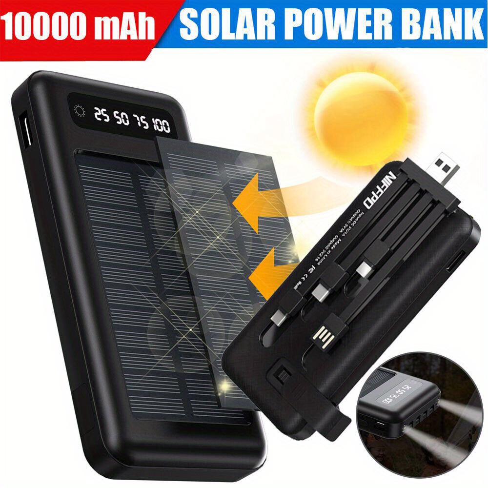 

Lcd 10000mah Usb And Type-c Port Phone Charger Solar Power Bank With