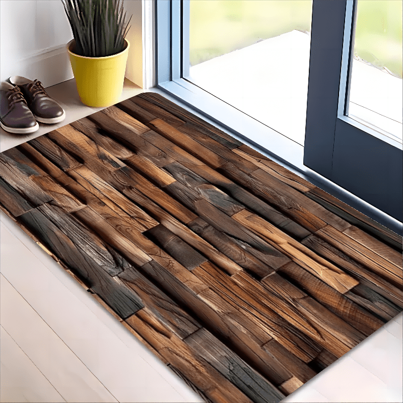 TEMU 1pc Country Farmhouse Wooden Theme Living Room Mat - Suitable For Indoor And Outdoor Use, Area Rugs For Living Room, Entrance, Bedroom, Kitchen,
