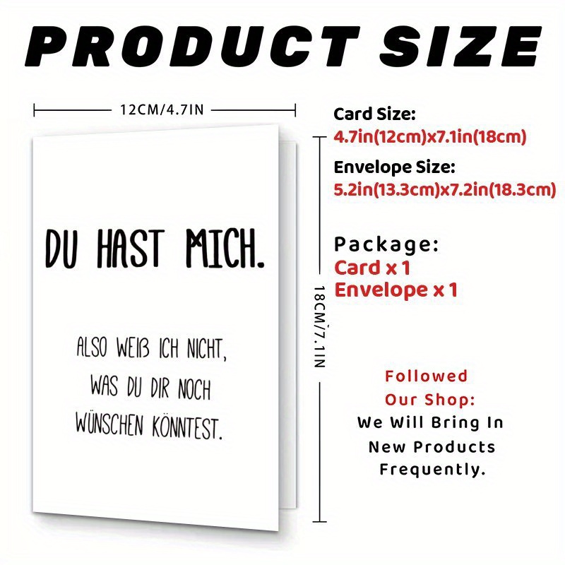 E-shop 1 Stück Deutsche Liebesbriefkarte mit " Mich" ( Mich) – Deutsche Gedicht-Postkarte geeignet für Geburtstage, Hochzeiten – Einzigartiges