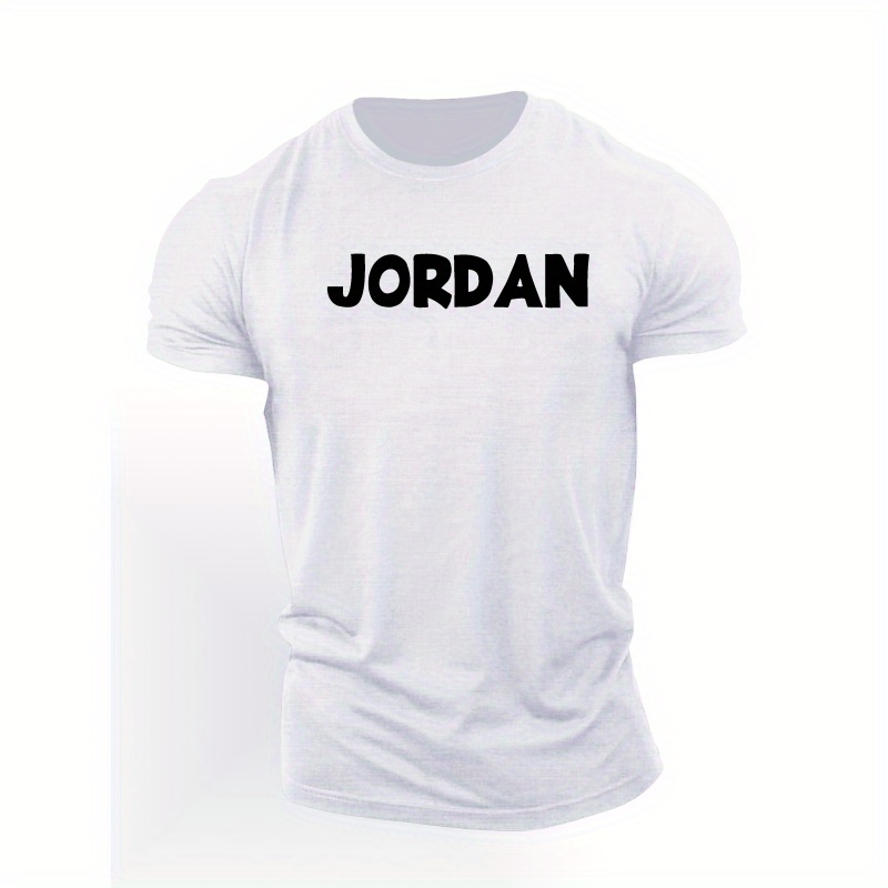 

Tee-shirt Décontracté pour Hommes avec Imprimé Jordan - Respirant, Polyester Anti-humidité, Manches Courtes, Col Rond, de Mode d'Été pour les Activités en