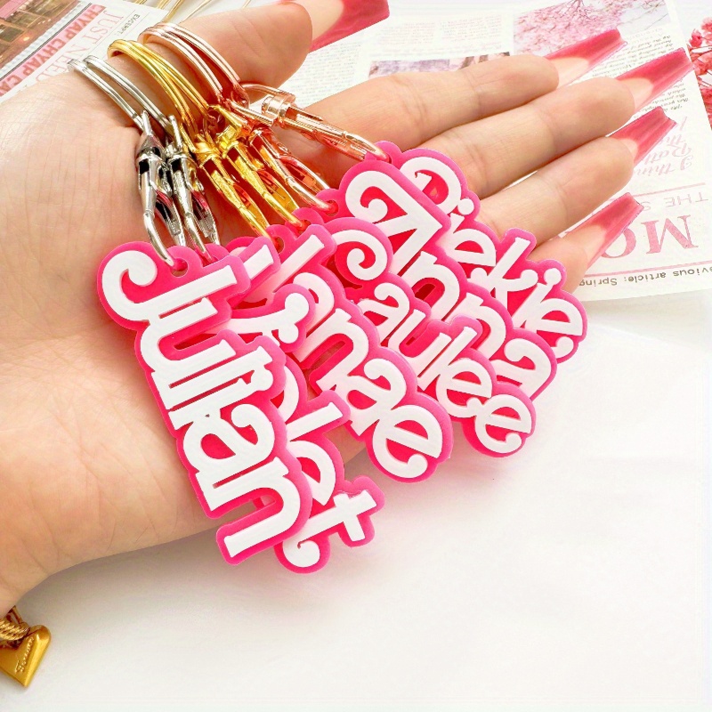 

Customized Pink Acrylic Name Keychain, For Graduation , Homecoming, Birthday, Is A , Personalized Letter Key Ring