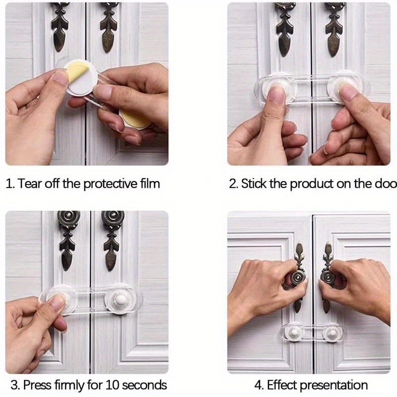 4pcs child safety lock transparent anti opening soft strap safety lock multi functional baby drawer refrigerator lock details 2