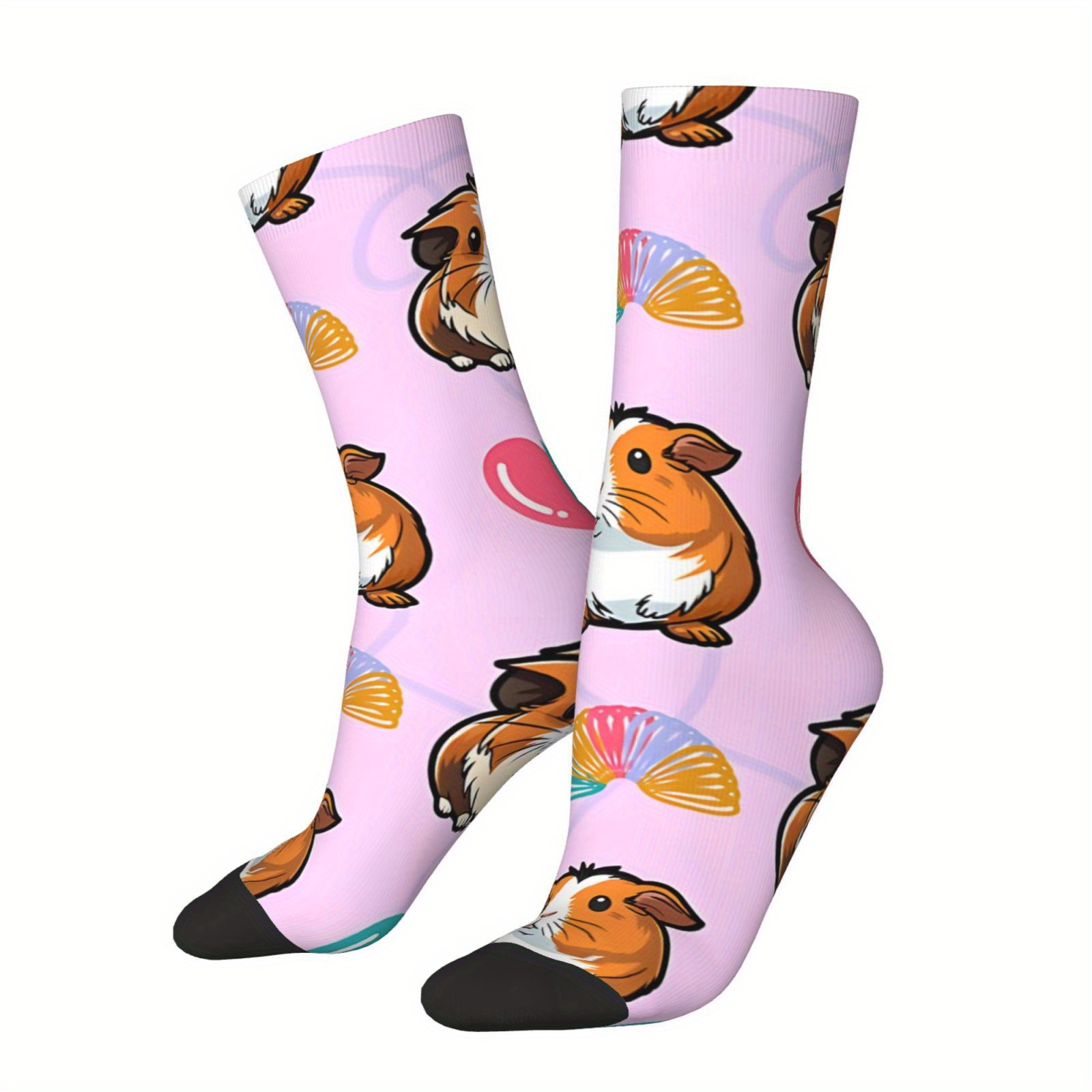 

Guniea Cute Animal Pattern 1 Pair Men's Mid-calf Crew Socks, Breathable Comfy Casual Socks Sweat-absorbing Fashion Sports Socks For Outdoor Fitness Basketball Running