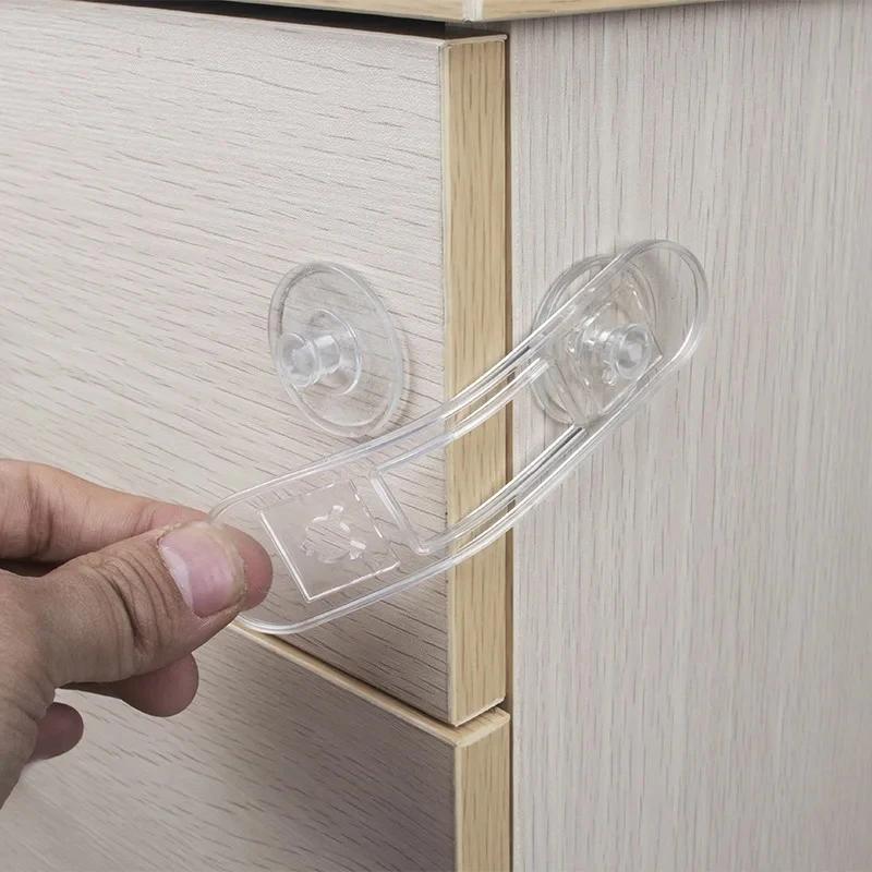 4pcs child safety lock transparent anti opening soft strap safety lock multi functional baby drawer refrigerator lock details 4