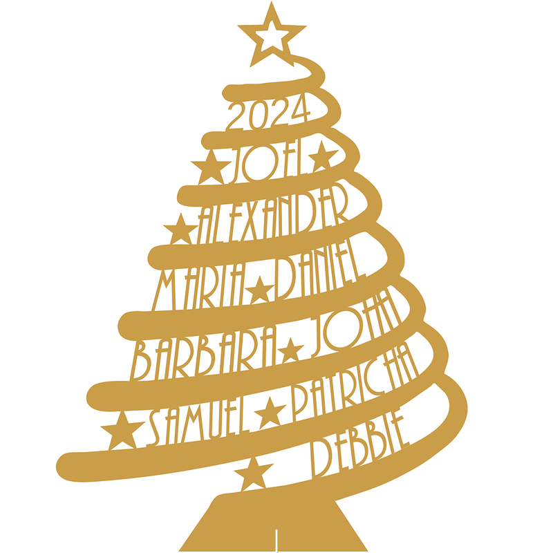 TEMU Arbre de Noël personnalisé au nom de famille 2024 - Sapin de Noël en métal personnalisé avec des gravés - Décoration de pour la table, pas