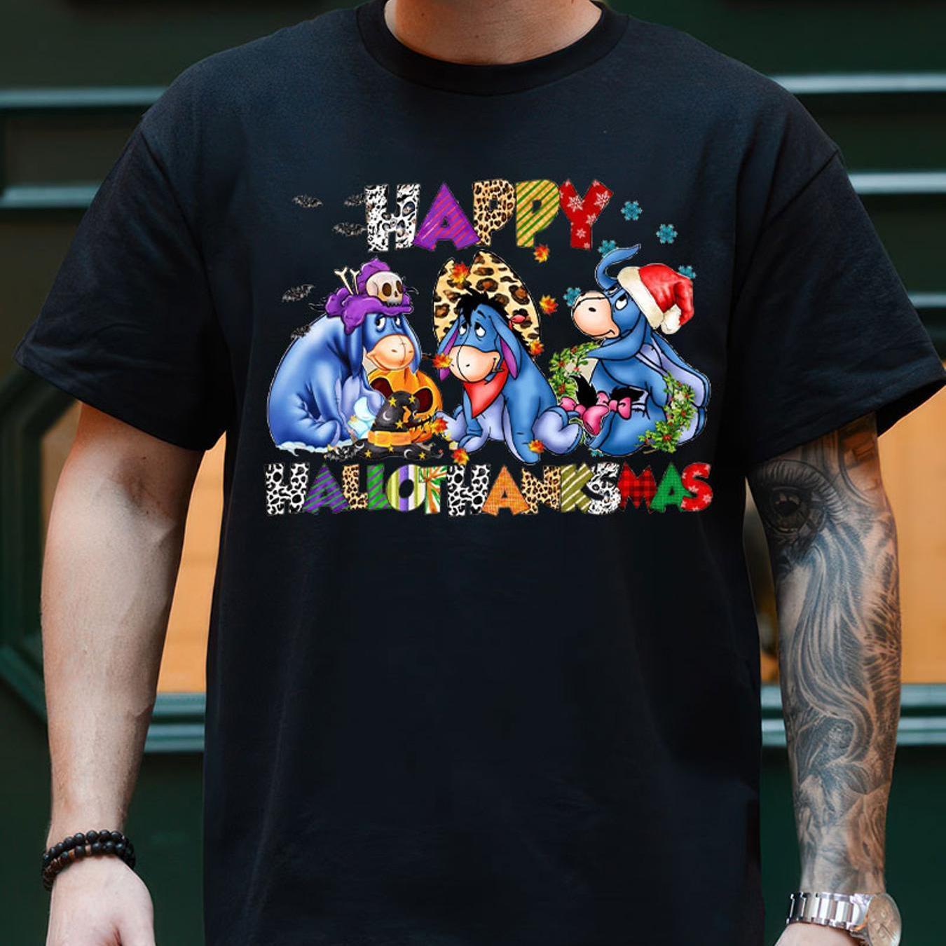 

Happy Mouse Tee, Cartoon T-shirt, Christmas Boo Mouse Tee, Thanksgiving Cotton Printed T-shirt For Men