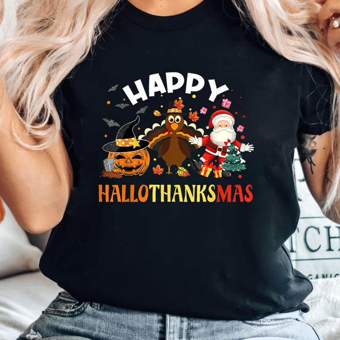 

Happy Women's Cotton Printed T-shirt For Thanksgiving Christmas