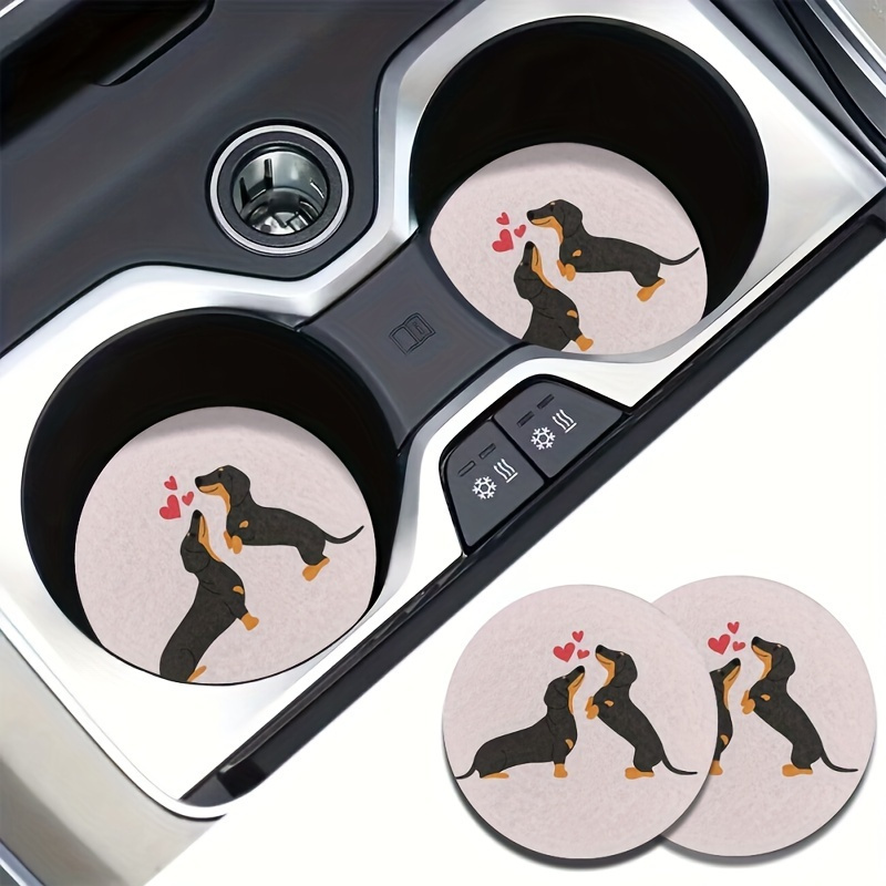 2pcs Dachshund Couple Car Coasters - Easy Removal, Absorbent Eva Material - Perfect Gift For Pet Lovers