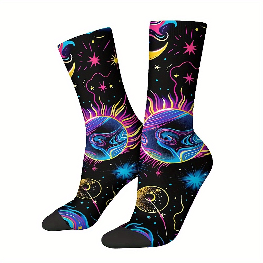 

Space-themed Crew Socks - Print, Breathable Polyester , Perfect Gift For