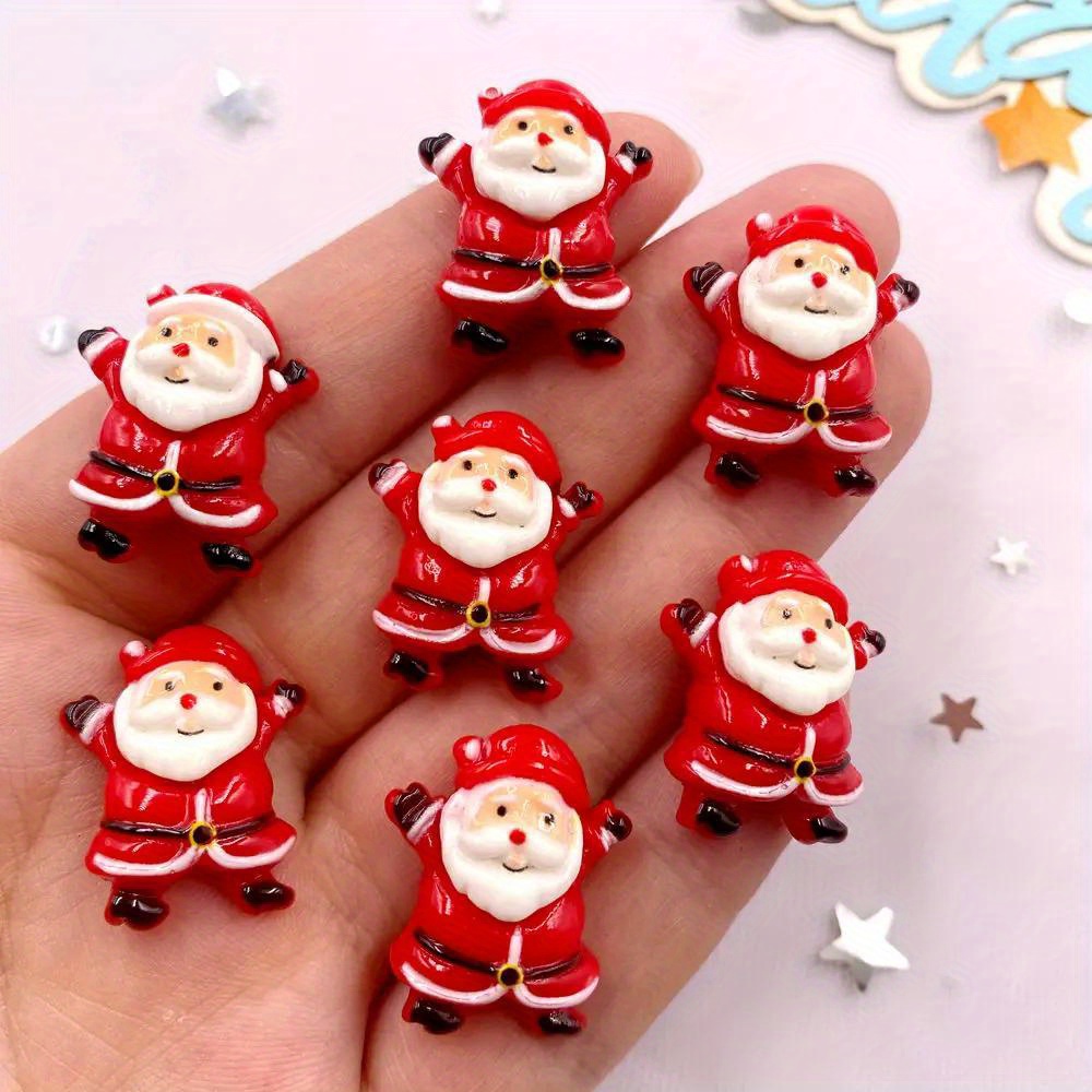 

10pcs Santa Figurines - For Diy Scrapbooking, Bow Making & Christmas , Christmas Decor