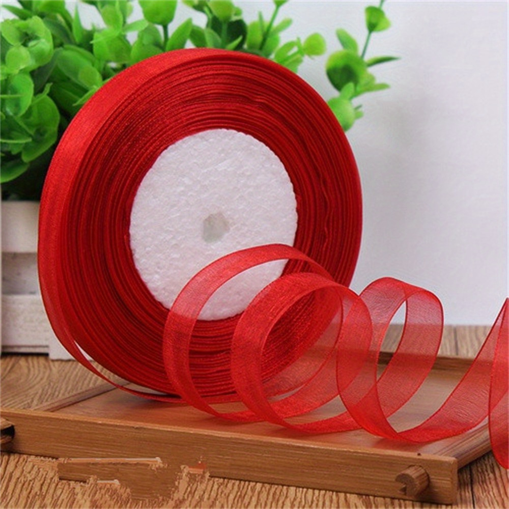 50yards/roll 10mm Organza Ribbon Gift Wrapping Decoration Christmas Ribbons Lace Crafts Fabric Packaging Wedding Diy Tapes