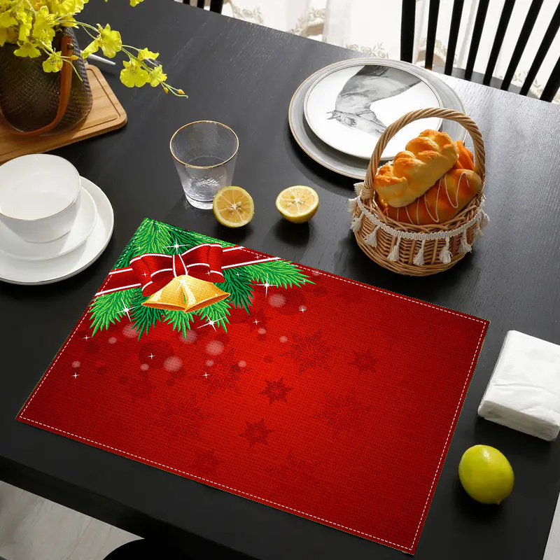 

Jit Christmas Holiday Themed Placemats Set Of 4/6, Polyester Woven Dining Table Mats, Non-slip Rectangular Heat-resistant Plate Pads For Home And Restaurant - Hand Wash Only