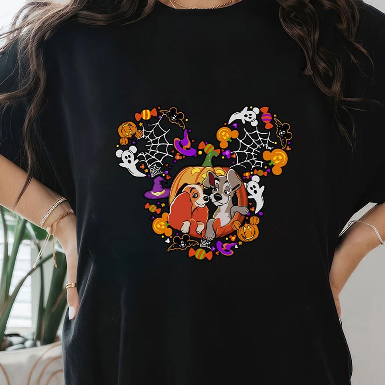 

Women's Cotton Printed Tee With Cartoon Mouse And Lady And The Design