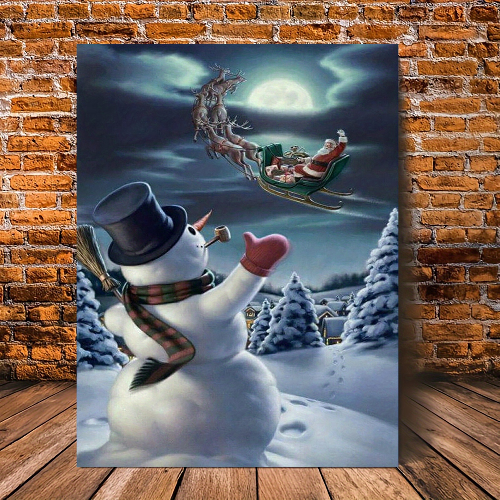 

Festive Snowman Canvas Art - Frameless Wall Decor For Living Room, Bedroom, Kitchen & More | Perfect For Home, Office, Or Cafe | Creative Christmas Decoration Poster, 12x16 Inches