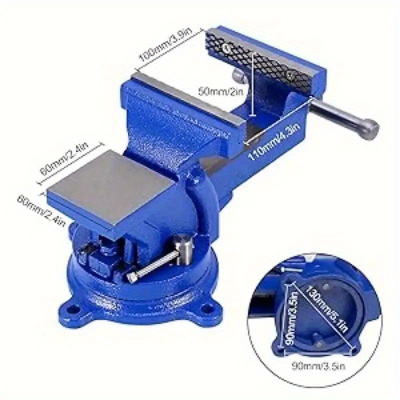 TEMU 360Â° Bench Vice Workshop Clamp Engineers 100mm Jaw Workshop Heavy Duty