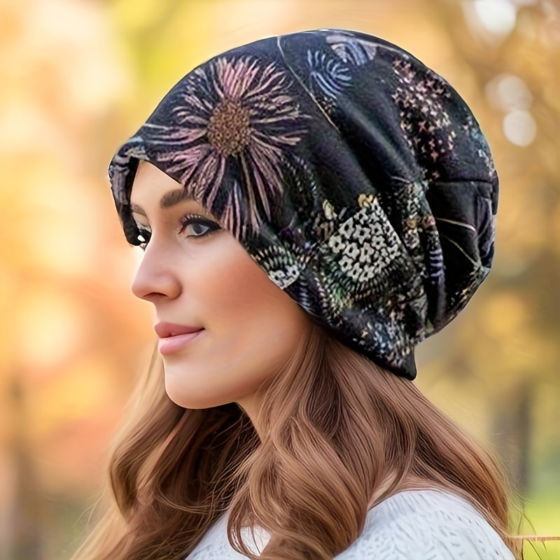 

Bonnet à Imprimé Floral Bohème - Extensible, Respirant en Polyester pour Femmes, pour et les Activités en